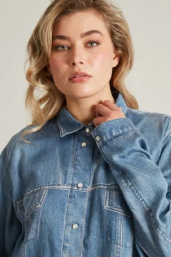 Camicia effetto demim - Azzurro Blu