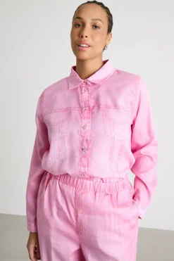 Camicia effetto jeans - Rosa