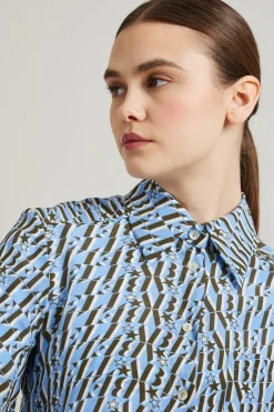 Camicia fantasia - Azzurro Nero Bianco