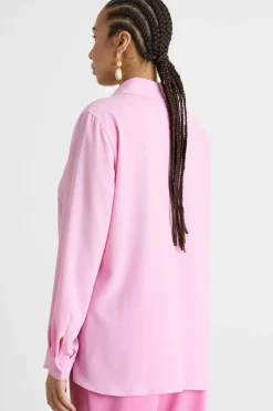 Camicia fluida con fondo arrotondato - Rosa