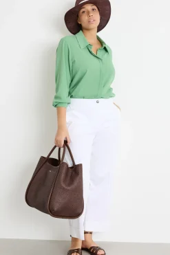 Camicia fluida con fondo arrotondato - Verde