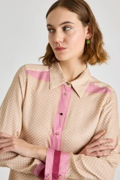 Camicia fluida con stampa - Rosa