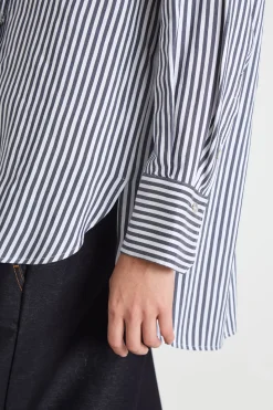 Camicia fluida e asimmetrica - Blu Bianco