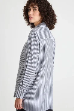 Camicia fluida e asimmetrica - Blu Bianco
