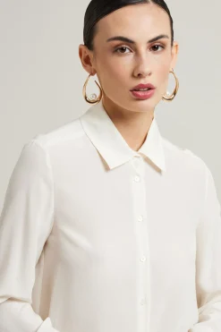 Camicia fluida in crépe de chine - Bianco