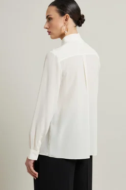 Camicia fluida in crépe de chine - Bianco