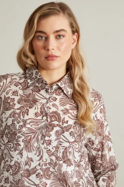 Camicia in cotone - Bianco Marrone