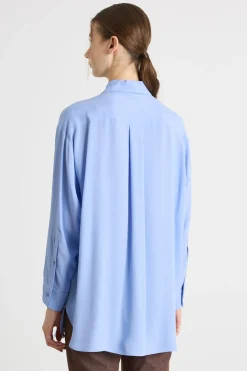 Camicia in crepe de chine - Azzurro
