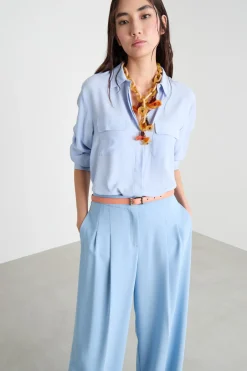 Camicia in crepe de chine - Azzurro