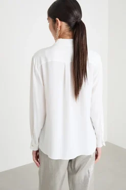 Camicia in crepe de chine - Bianco