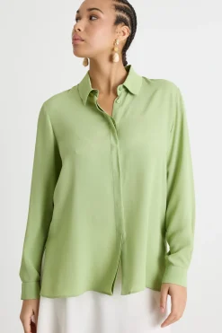 Camicia in crepe de chine - Verde