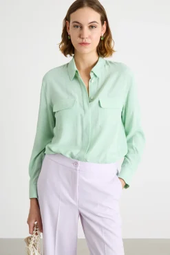 Camicia in crepe de chine - Verde