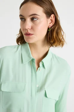 Camicia in crepe de chine - Verde