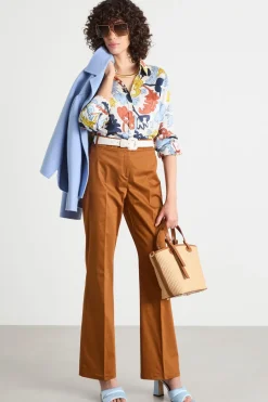 Camicia in creponne - Blu Giallo Marrone