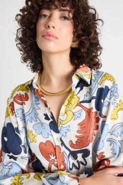 Camicia in creponne - Blu Giallo Marrone