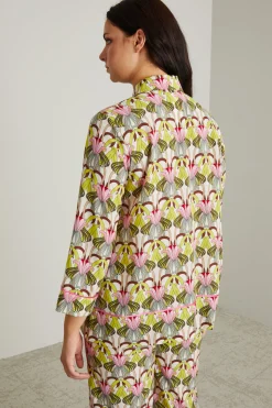 Camicia in crépe - Verde Beige Rosa