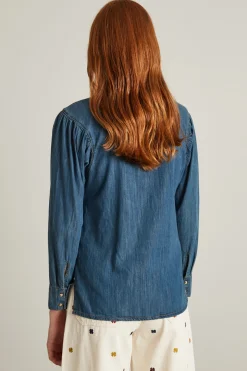 Camicia in denim con carrè - Blu Denim