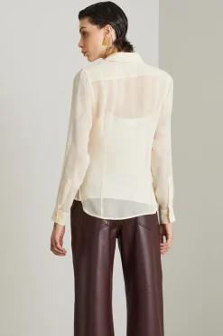 Camicia in georgette di seta - Crema
