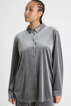 Camicia in jersey di velluto - Grigio