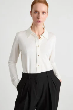 Camicia in jersey piqué - Bianco
