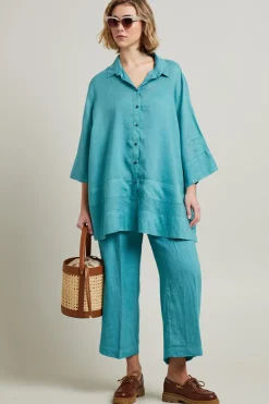Camicia in lino - Turchese