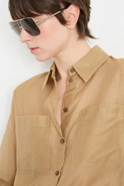 Camicia in mussola - Cammello
