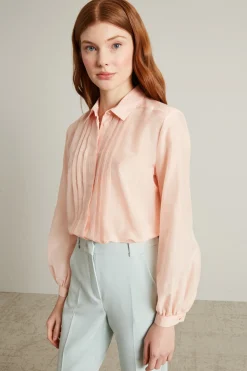 Camicia in mussola con pieghe - Rosa