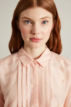 Camicia in mussola con pieghe - Rosa