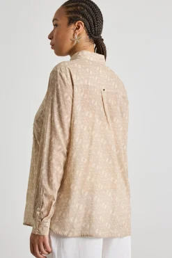 Camicia in mussola stampata - Beige