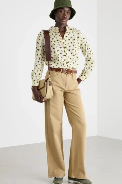 Camicia in mussola stampata - Bianco Giallo