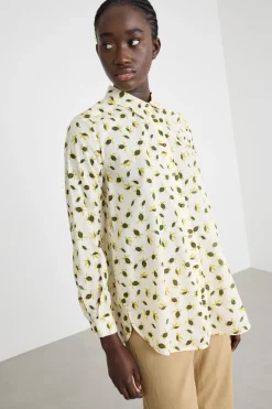 Camicia in mussola stampata - Bianco Giallo