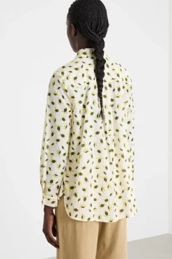 Camicia in mussola stampata - Bianco Giallo