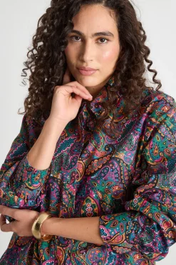 Camicia in mussola stampata - Fuxia Azzurro Verde