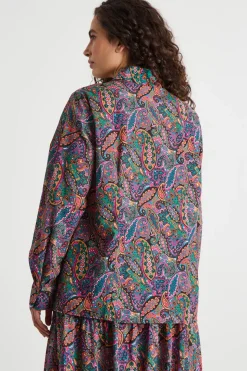 Camicia in mussola stampata - Fuxia Azzurro Verde