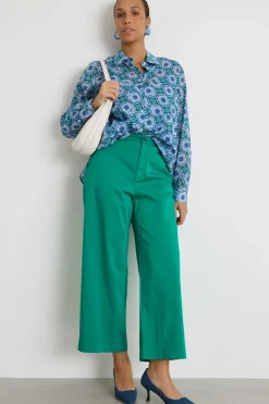 Camicia in mussola stampata - Verde Blu