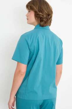 Camicia in popeline a maniche corte - Azzurro