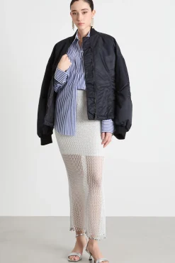 Camicia in popeline a righe - Blu Bianco