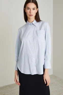 Camicia in popeline - Azzurro Bianco