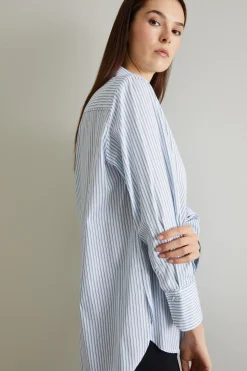 Camicia in popeline - Azzurro Bianco