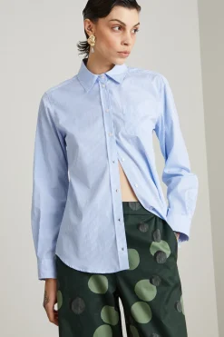 Camicia in popeline - Bianco Azzurro