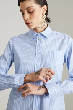Camicia in popeline - Bianco Azzurro