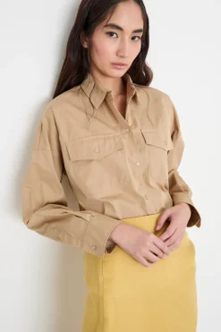 Camicia in popeline - Cammello