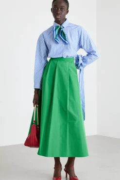 Camicia in popeline con applicazione floreale - Azzurro Bianco