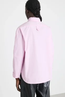 Camicia in popeline con applicazione floreale - Rosa