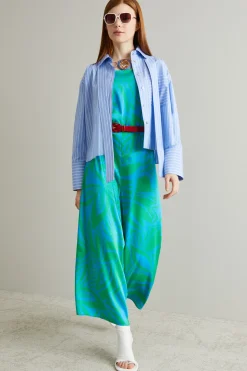 Camicia in popeline con foulard - Celeste