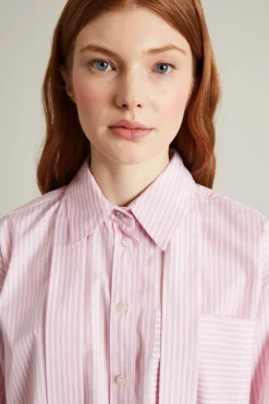 Camicia in popeline con foulard - Rosa Bianco