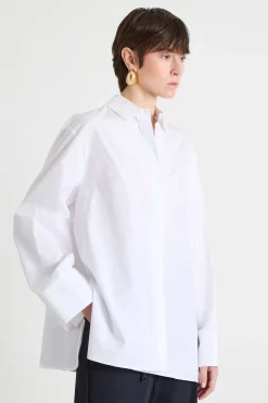 Camicia in popeline con lacci - Bianco