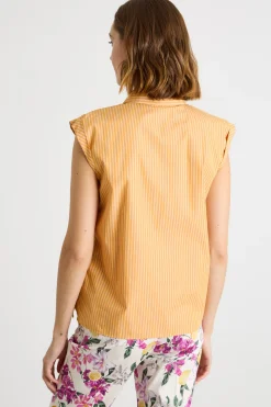 Camicia in popeline con maniche ad aletta - Arancione