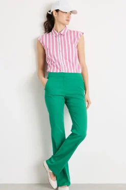Camicia in popeline con maniche ad aletta - Rosa Bianco