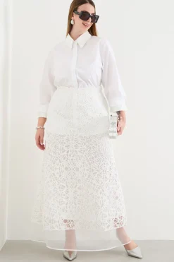 Camicia in popeline con paillettes - Bianco